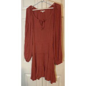 O’Neill Red Clay Pink Long Sleeve Boho Dress Size XXL New $70